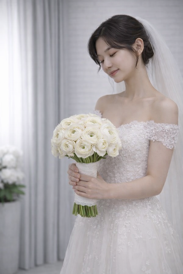 Luxurious White Ranunculus Wedding Bouquet