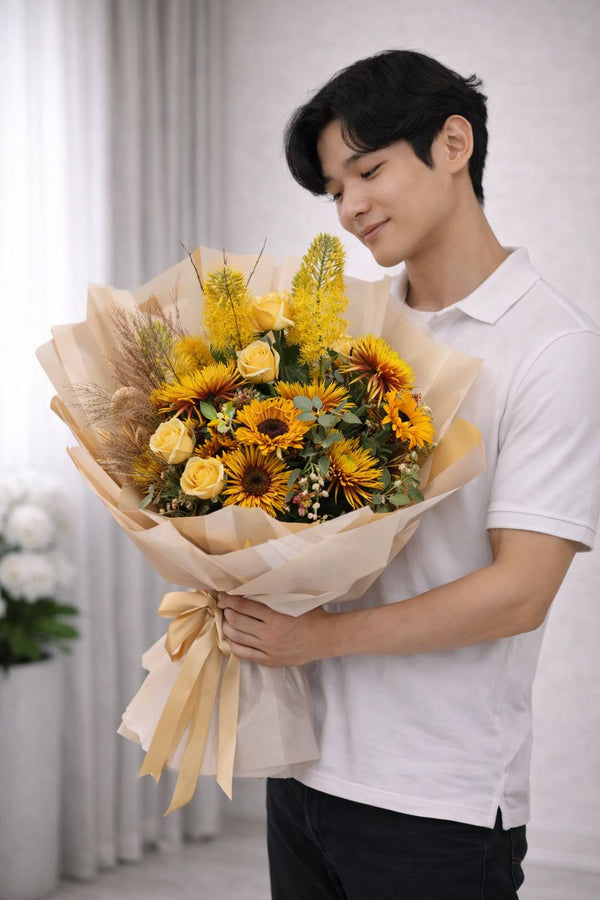 Sunflower, Rose & Foxtail Lily Bouquet