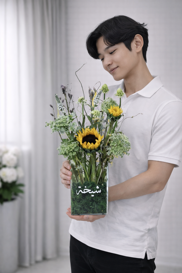 Sunflower Bloom - Acrylic Box with Custom Name