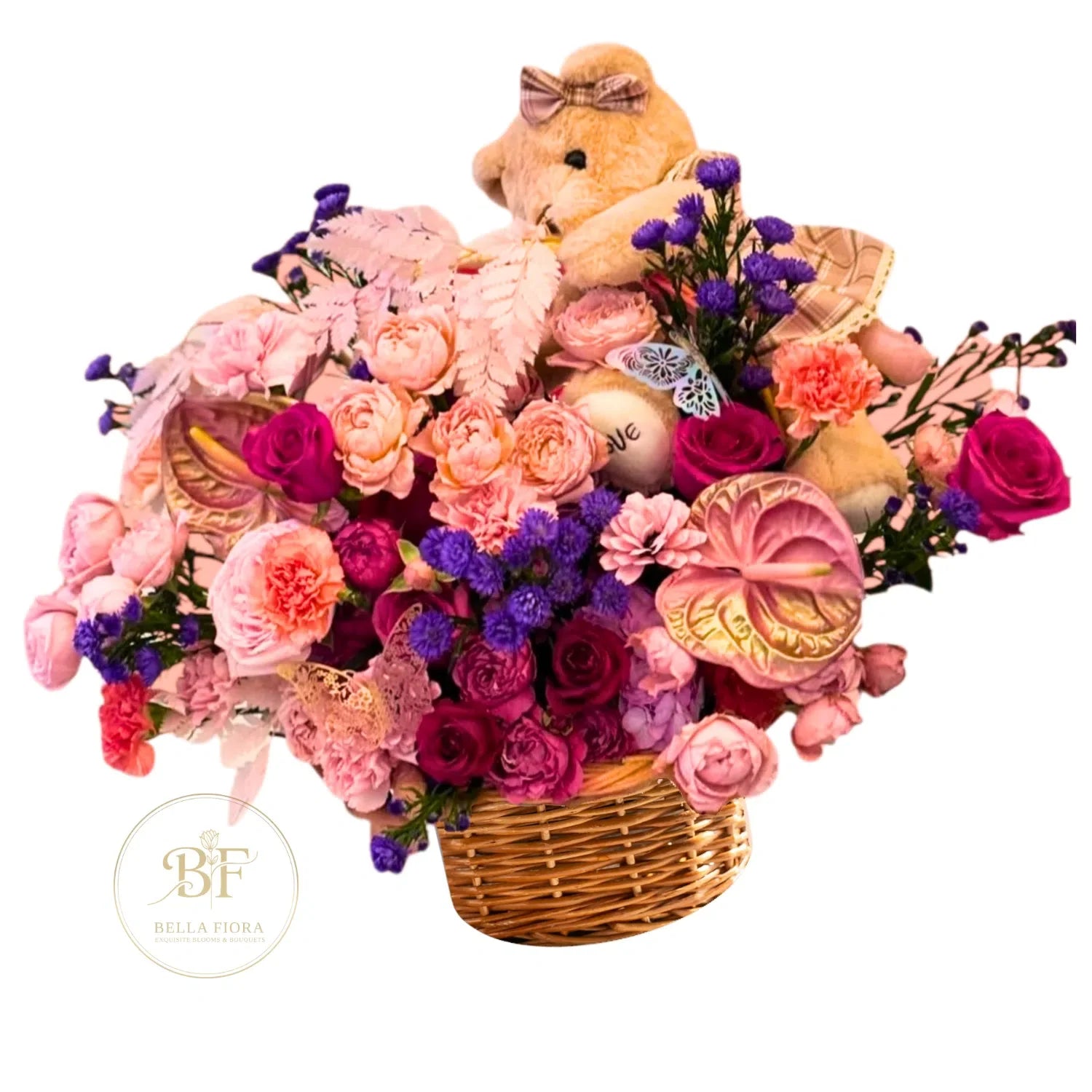 The Enchanting Love Basket - Fresh Flowers Arrangement